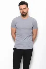 Slim Fit Erkek Düz O Yaka Kısa Kol Penye Tshırt 1