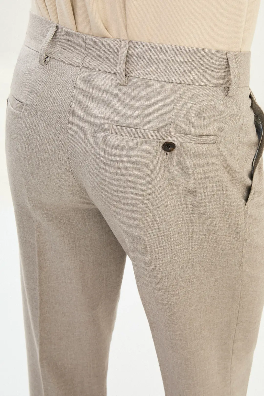 Slim Fit Erkek Pileli Kemerli Bel Kumaş Pantolon 3