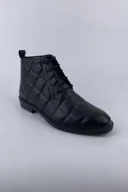 Erkek Hakiki Deri Baklava Desen Bağcıklı Kapitone Model Bot 4