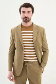 Slim Fit Erkek Mono Yaka Torba Cep Gofre Tek Blazer Ceket 2