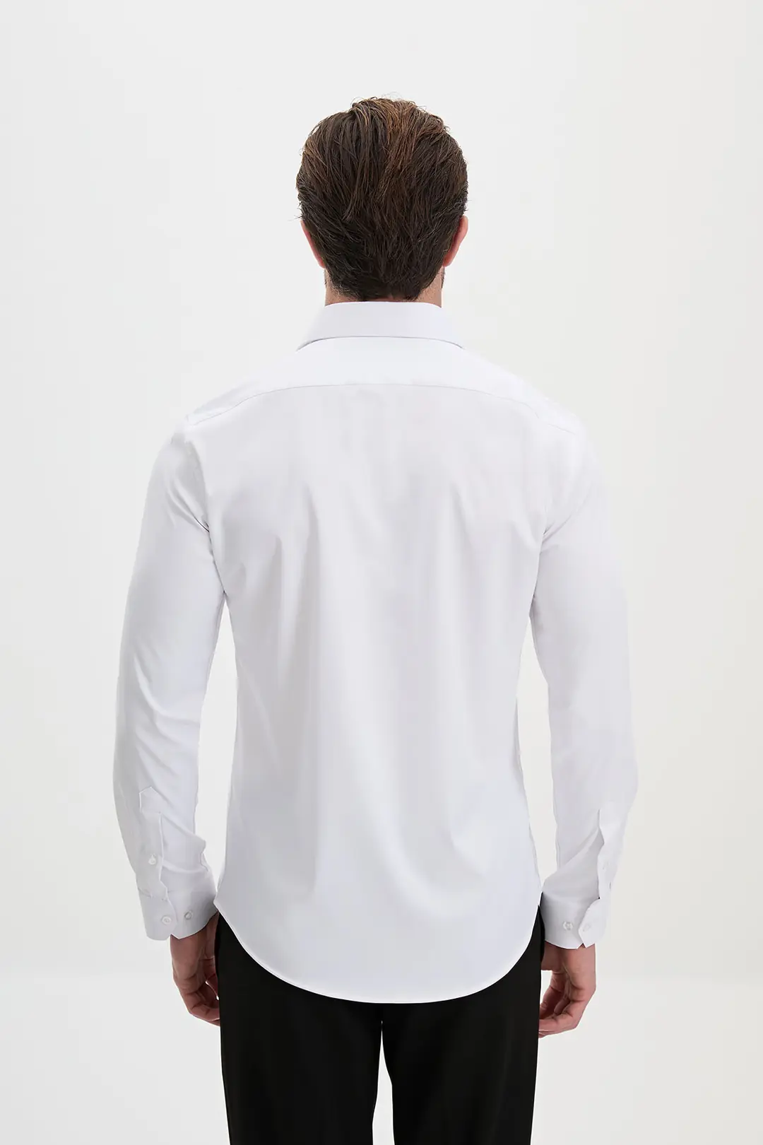 Slim Fit Erkek Pamuk Saten Geniş Yaka Gömlek  4