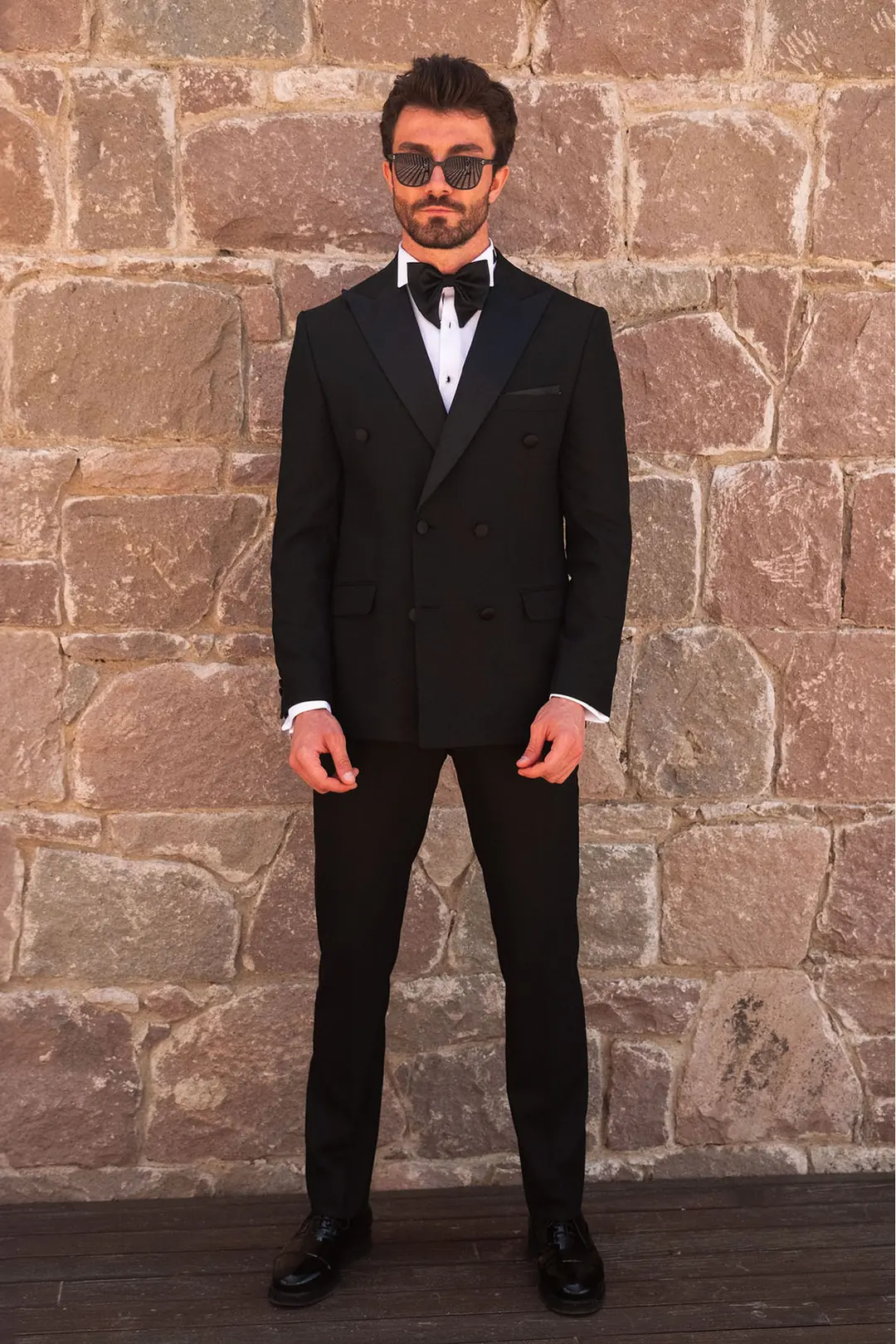 Slim Fit Erkek Kruvaze  Dokulu Kumaş Smokin 4