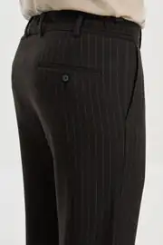 Slim Fit Erkek Çizgili Lastikli Bel İpli Jogger Kışlık Pantolon  2
