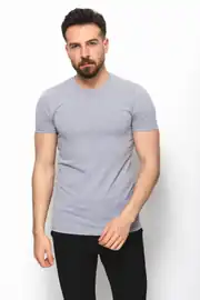 Slim Fit Erkek Düz O Yaka Kısa Kol Penye Tshırt 2