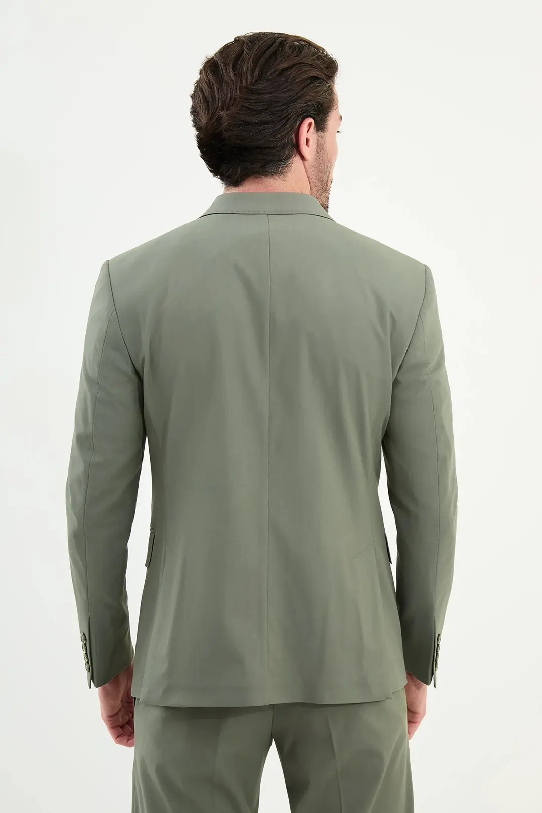 Slim Fit Erkek Kırlangıç Yaka Likralı Rahat Kruvaze Takım Elbise 4