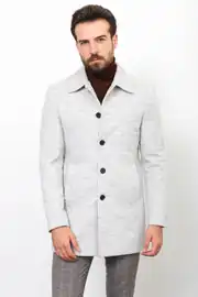Slim Fit Erkek Bebe Yaka Düz Yün Kaşe Kaban 1