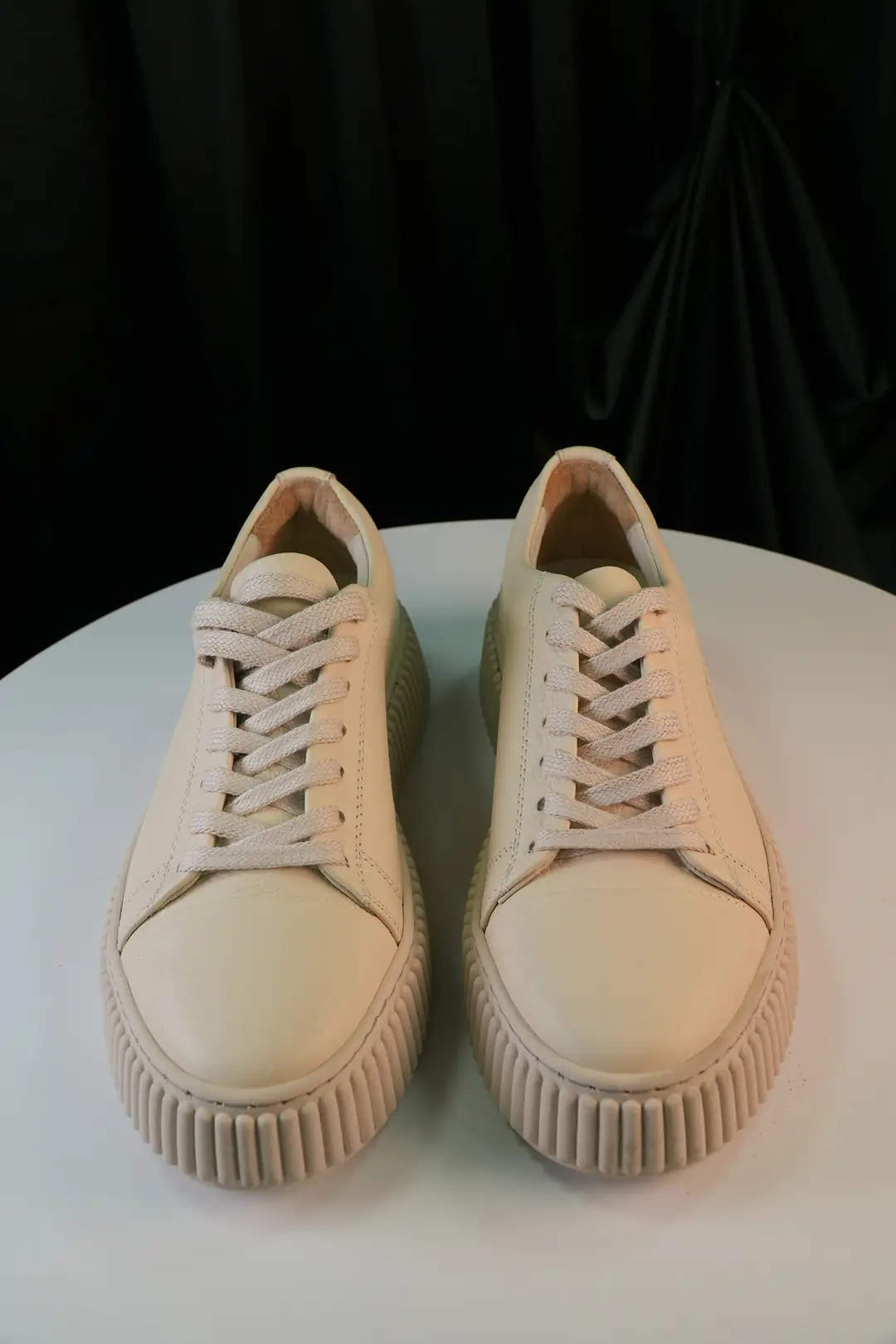 Erkek Hakiki Deri Flouter Deri Kalın Taban Bağcıklı Sneakers Ayakkabı 3