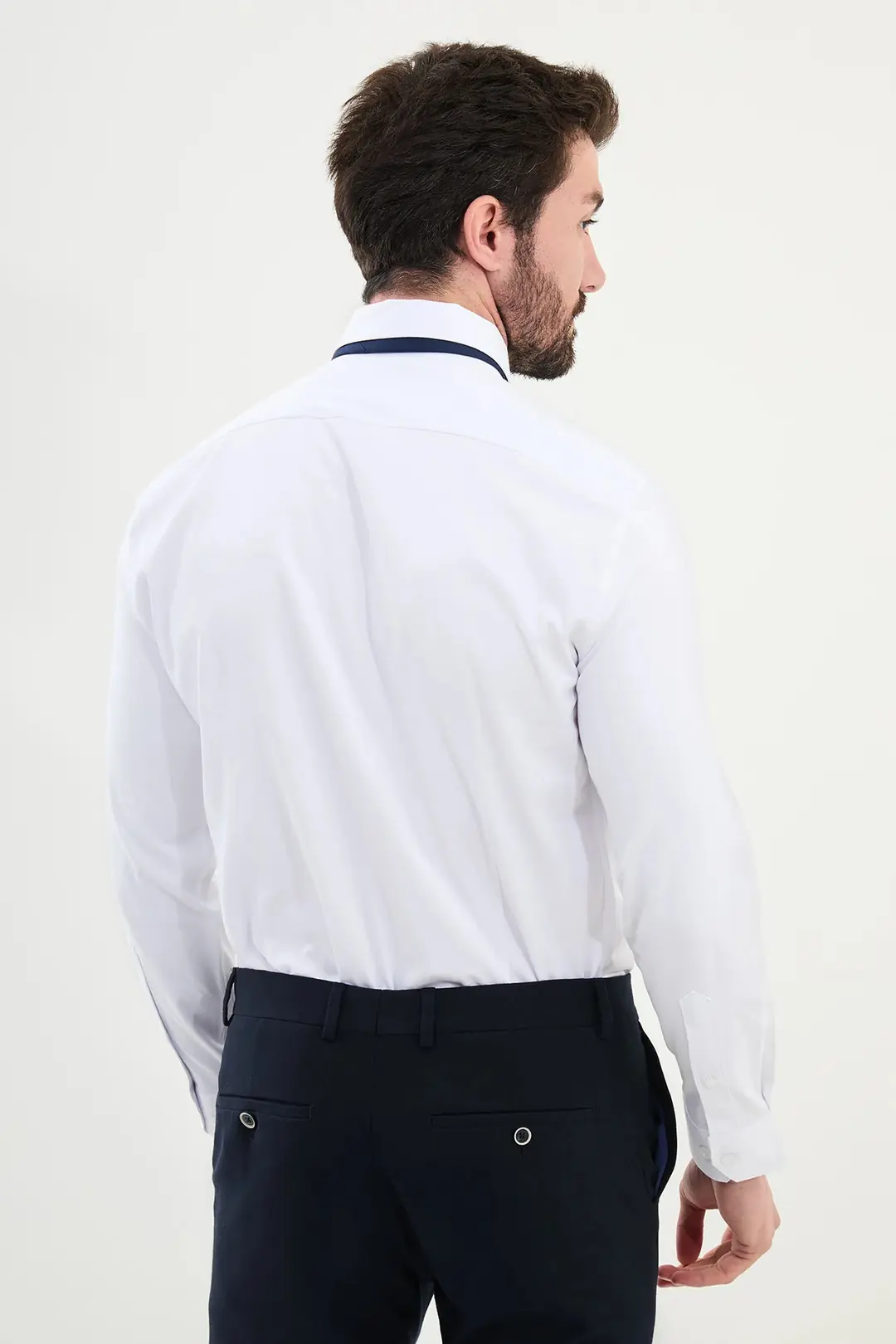 Slim Fit Erkek Düz Uzun Kol  Klasik Gömlek 3