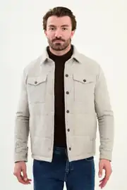 Slim Fit Erkek Cepli Çıt Çıtlı Gömlek Yaka Dolum Mont 4