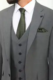 Slim Fit Erkek Mono Yaka Likralı Yelekli Takım Elbise 5
