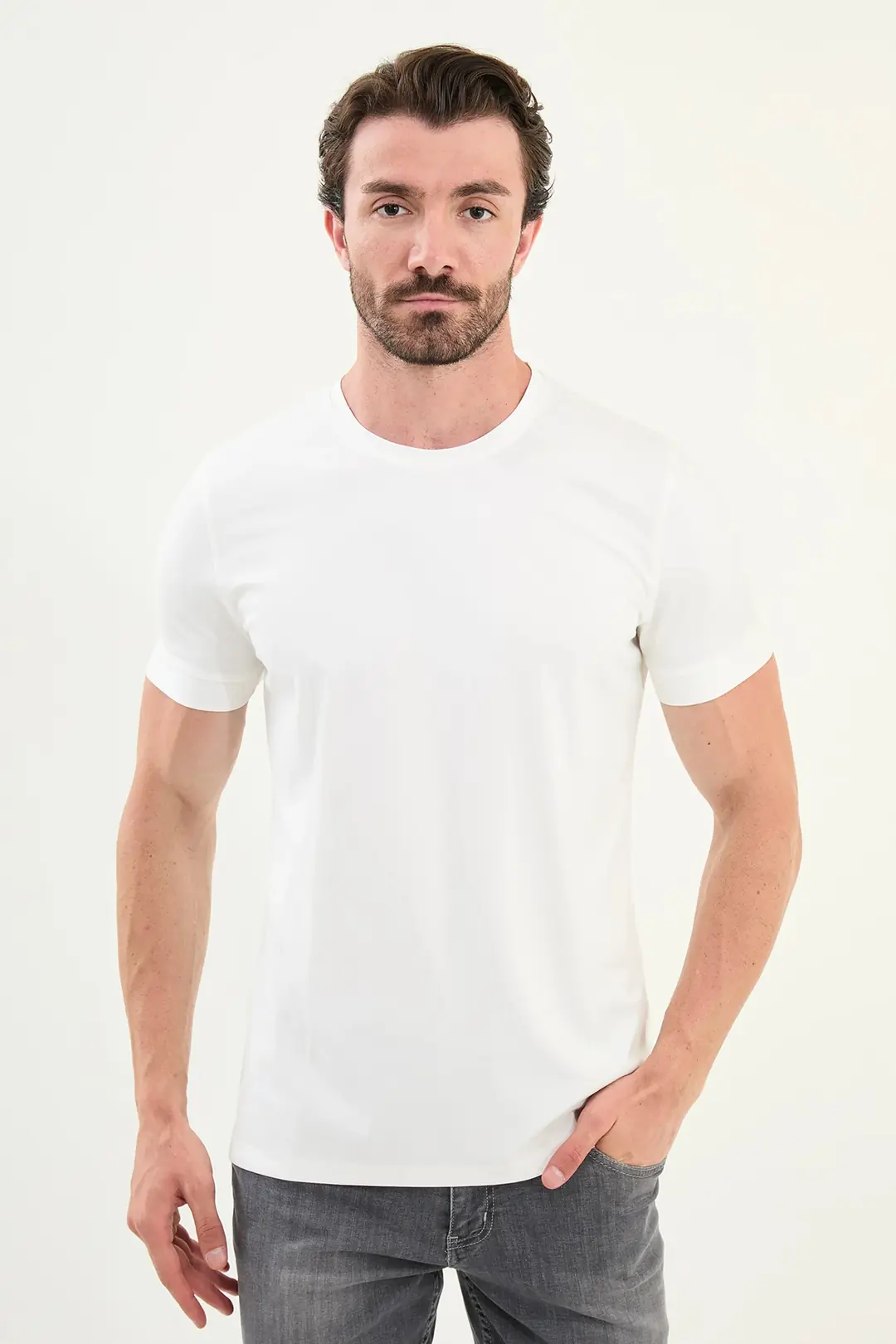 Slim Fit Bambu Kumaş O Yaka Kısa Kol Tshırt 1