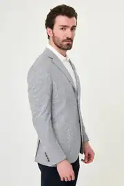 Slim Fit Erkek Mono Yaka Torba Cep Puantiyeli Blazer Ceket 2