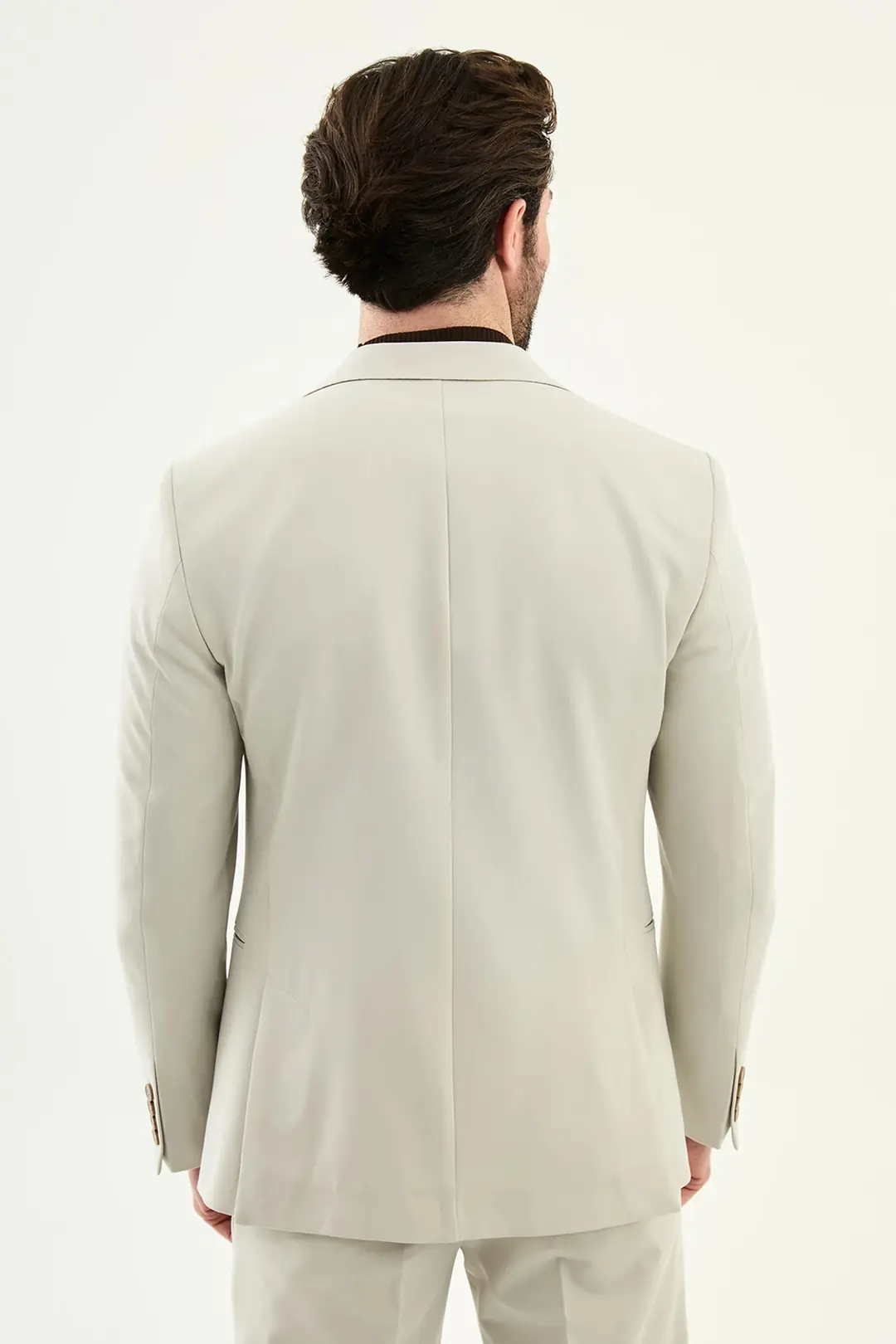 Slim Fit Erkek Mono Yaka Spor Pileli Pantolon Modern Takım Elbise 6