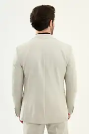 Slim Fit Erkek Mono Yaka Spor Pileli Pantolon Modern Takım Elbise 6