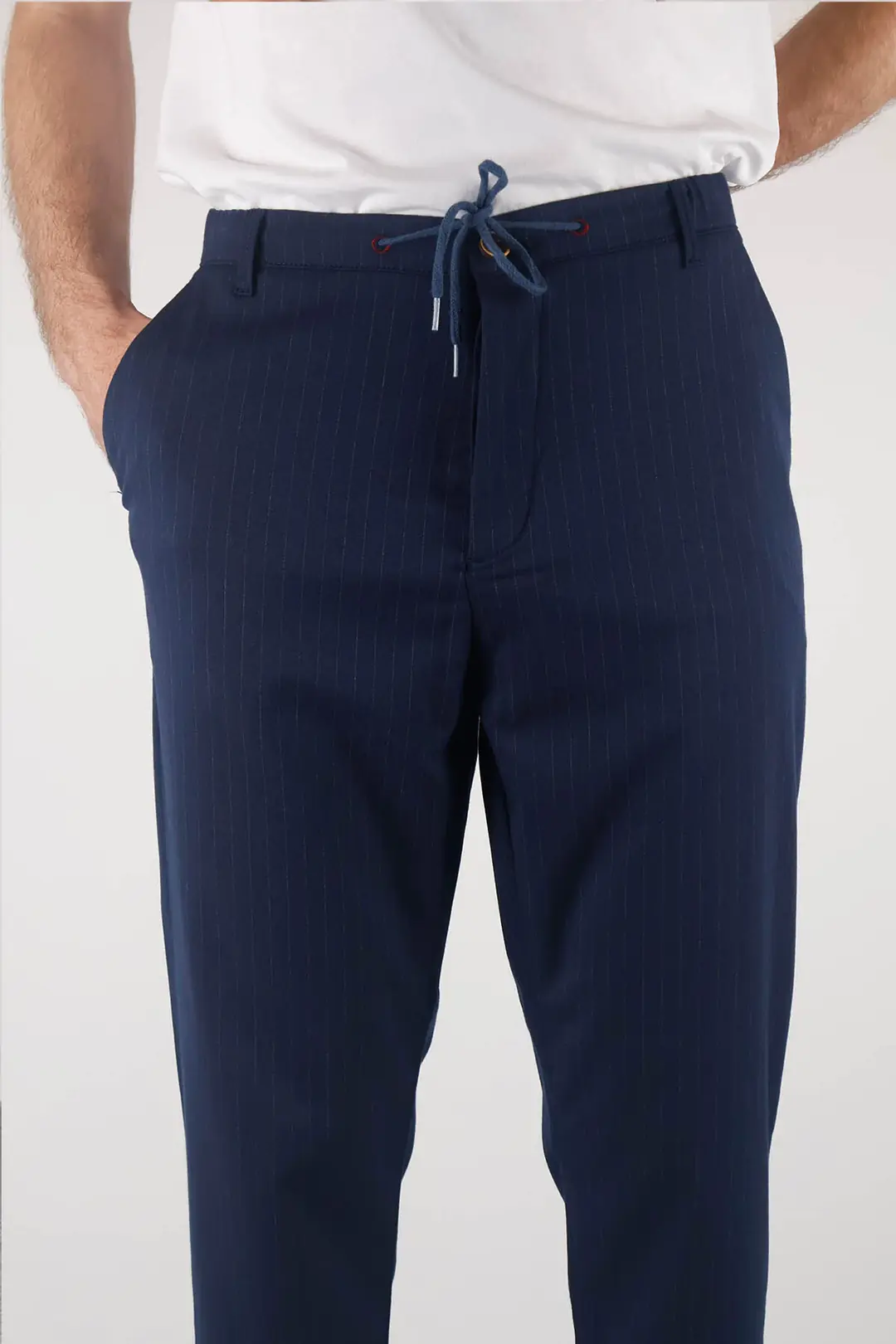Slim Fit Erkek Çizgili İpli Lastikli Bel Jogger Pantolon 4