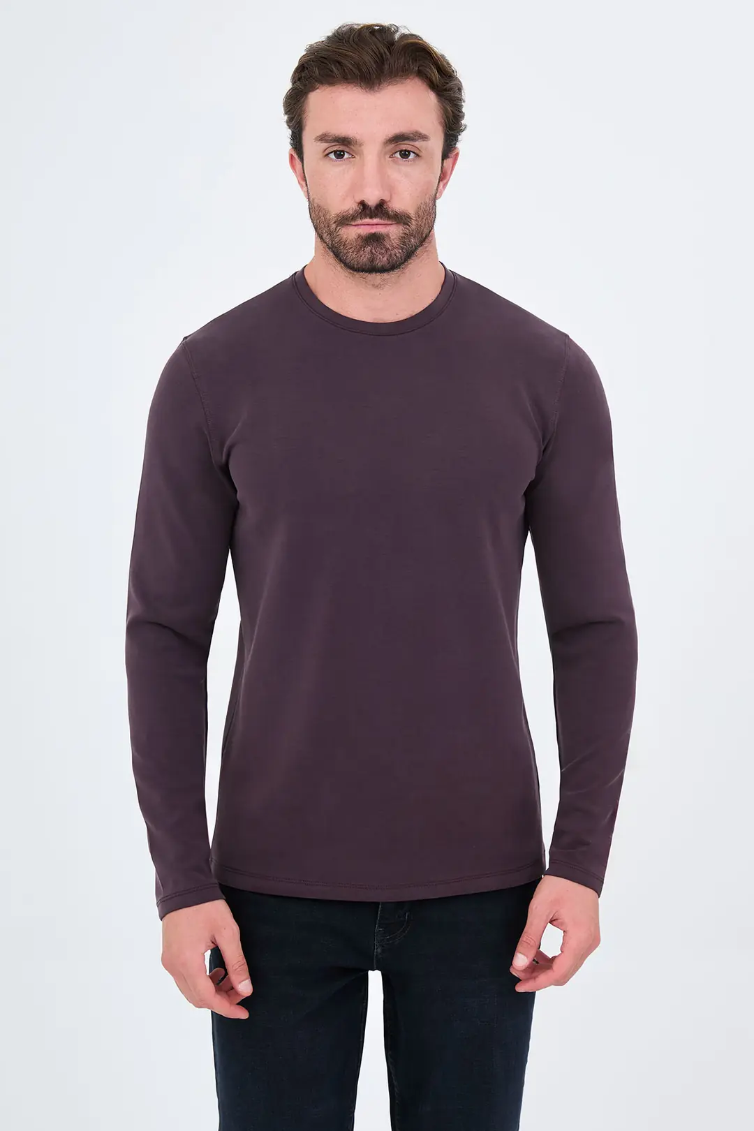 Slim Fit Erkek Penye Kumaş O Yaka Bambu İnce Sweat  1
