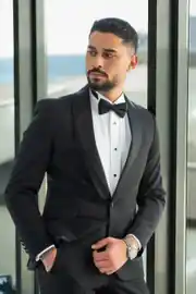 Slim Fit Erkek Saten Şal Yaka Likralı Yelekli Damatlık Smokin 2