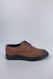 Erkek Hakiki Deri Dokulu Desen Bağcıklı Rahat Taban Klasik Ayakkabı 5