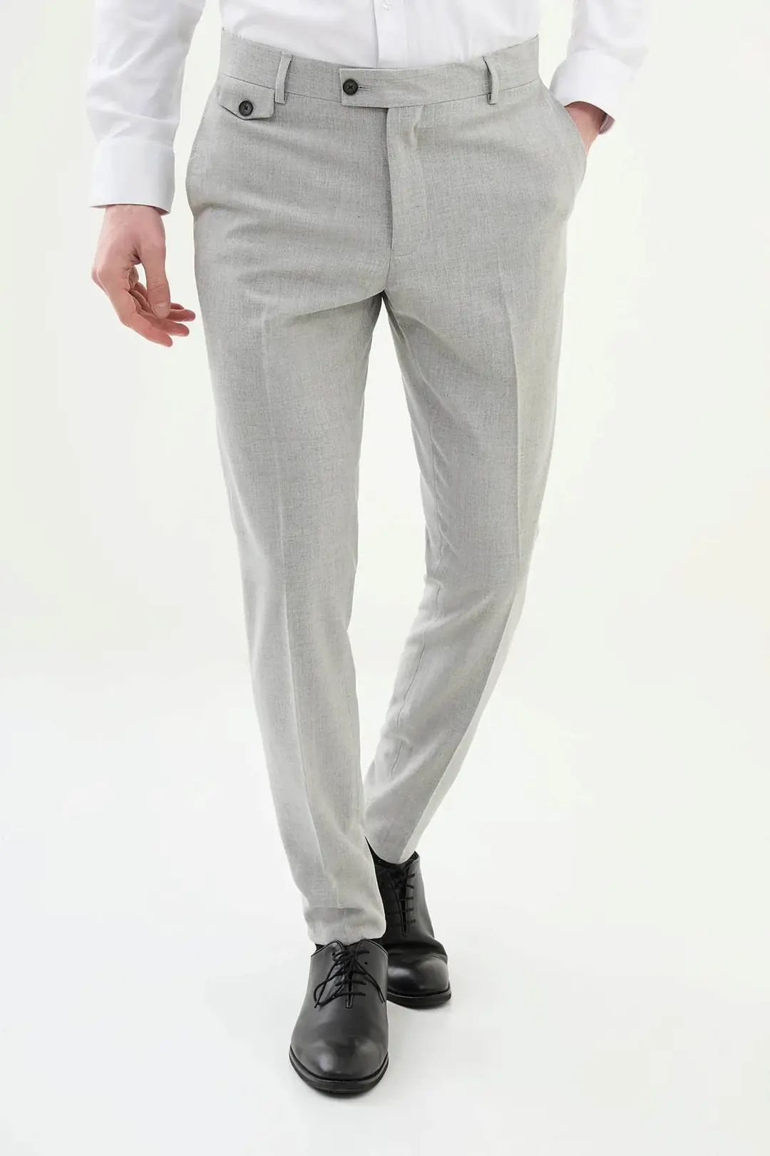 Slim Fit Erkek Penye Kumaş Likralı Kumaş Pantolon - GRİ