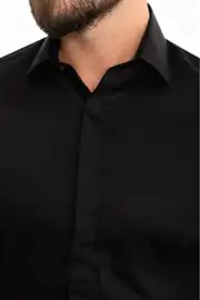 Slim Fit Erkek Klasik Gizli Düğme Uzun Kol Gömlek 4