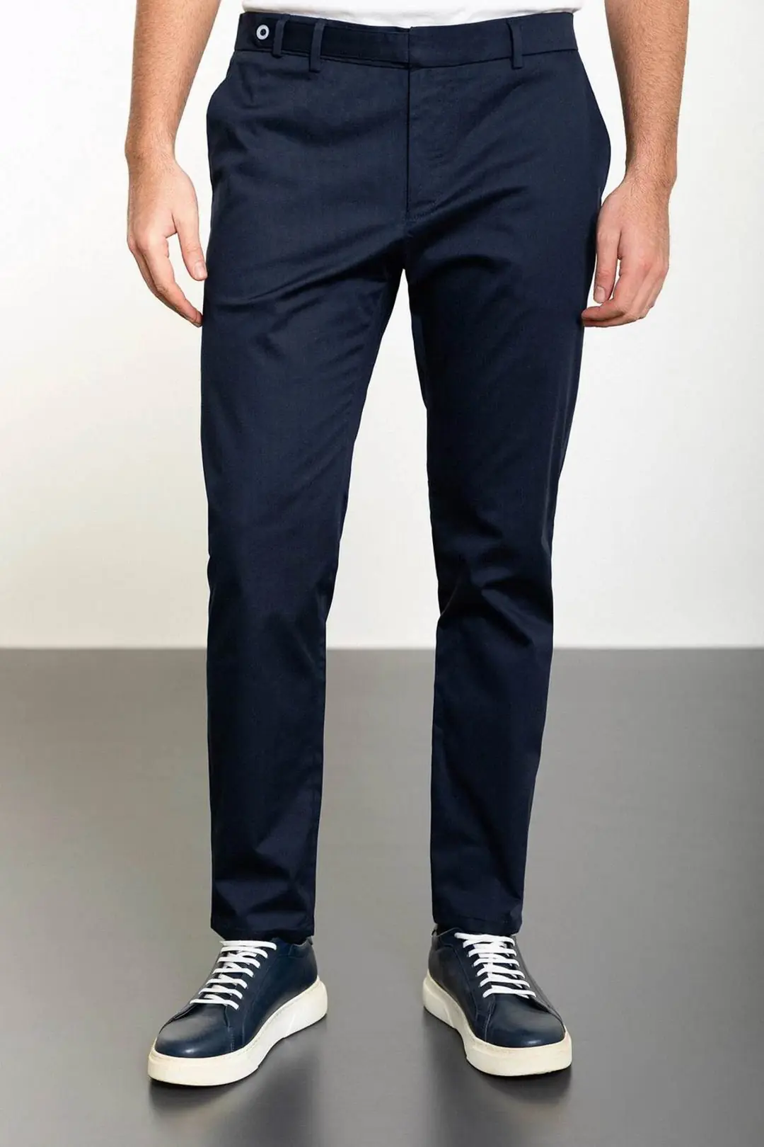 Slim Fit Erkek Kemerli Bel Havuç Kesim Spor Pantolon - LACİVERT