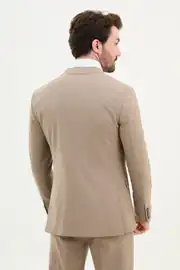 Slim Fit Erkek Mono Yaka Yelekli Likralı Rahat Çift Düğme Takım Elbise 4