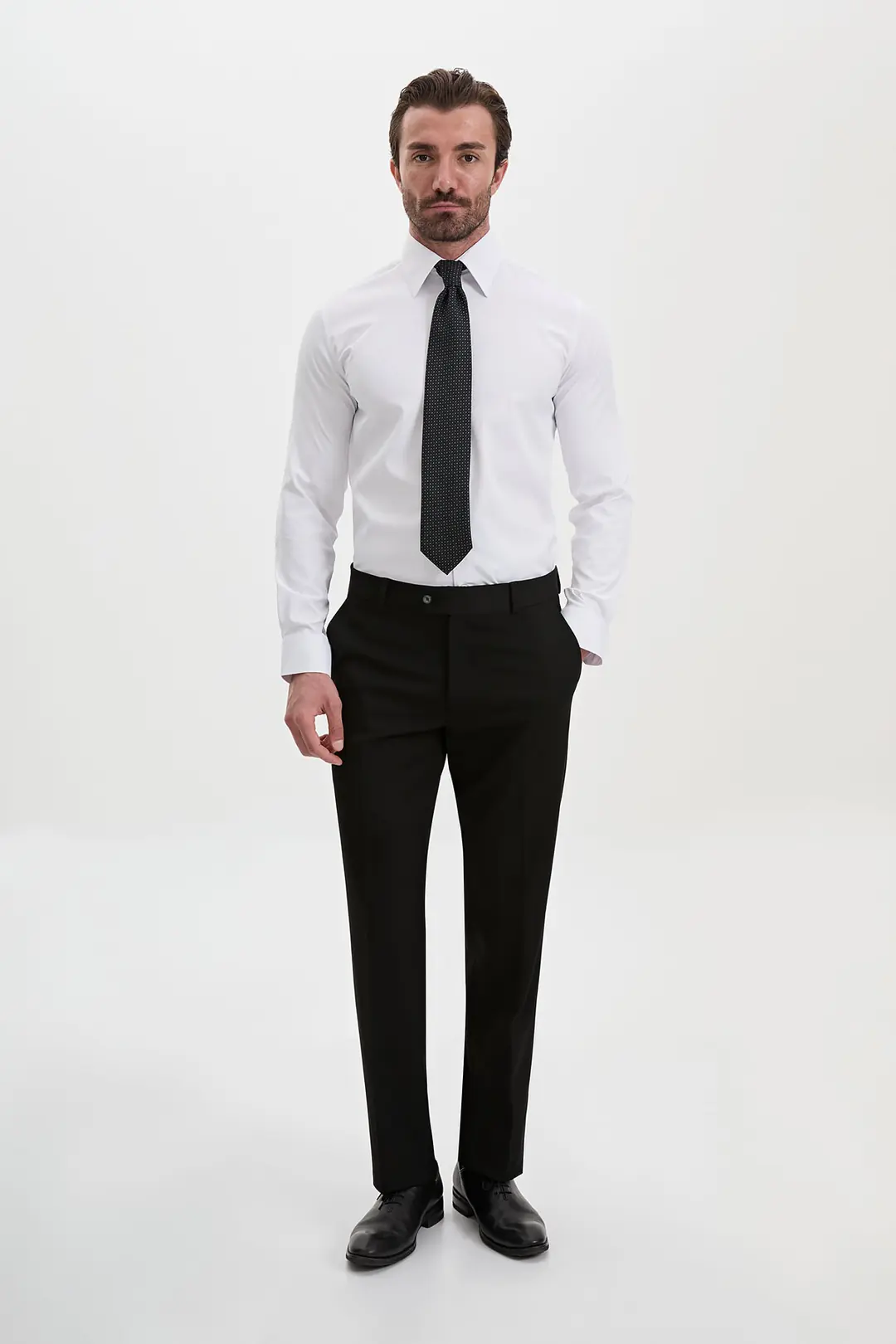 Slim Fit Erkek Pamuk Saten Geniş Yaka Gömlek  3