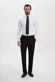 Slim Fit Erkek Pamuk Saten Geniş Yaka Gömlek  3