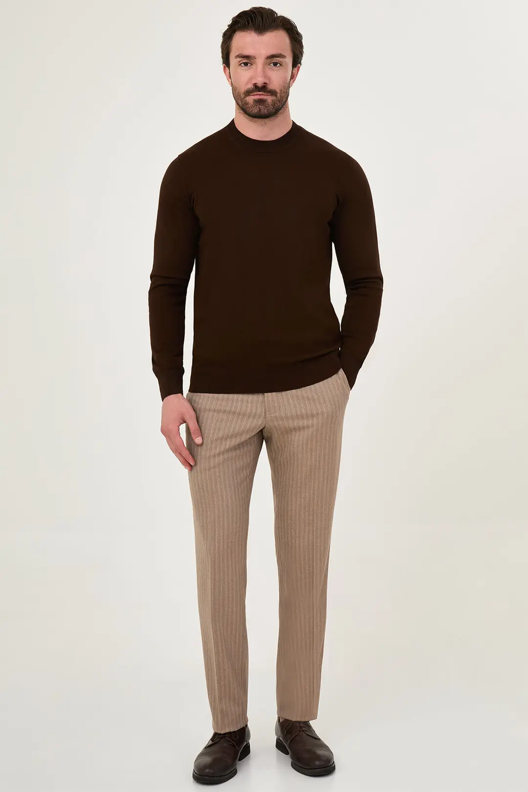 Slim Fit Erkek O Yaka Örme İnce Triko Kazak 3