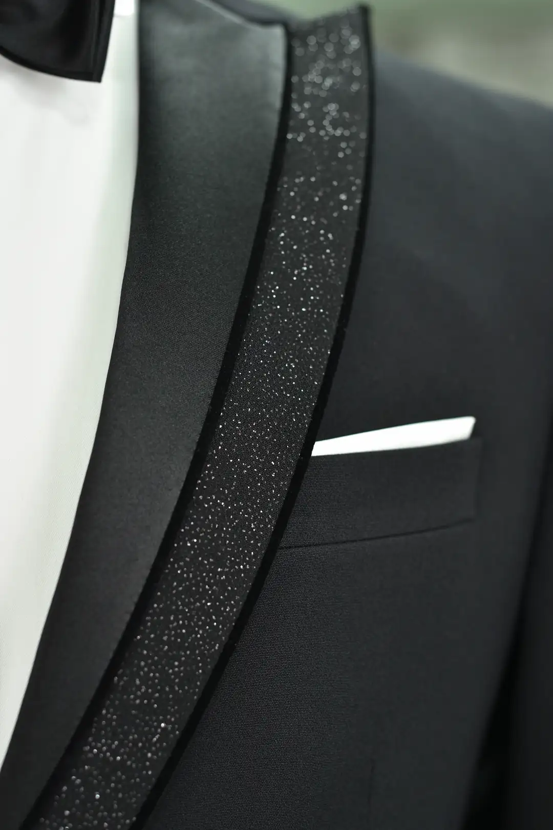 Slim Fit Erkek Likralı Rahat Simli Sivri Yaka Yelekli Smokin 7