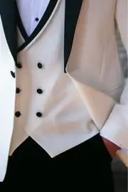 Slim Fit Erkek Kırlangıç Yaka  Yelekli Gofre  Kumaş Smokin 4