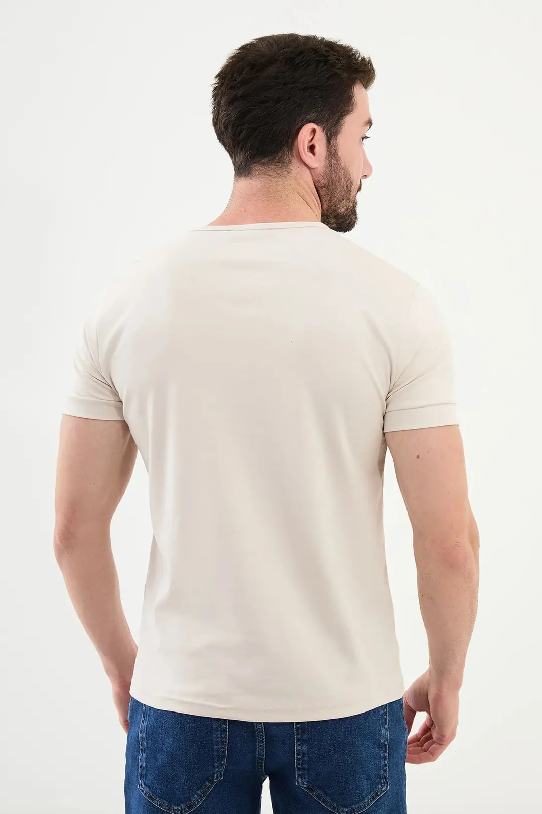 Slim Fit Erkek Bambu Kumaş O Yaka Kısa Kol Düz Tshırt 2