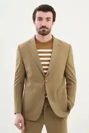 Slim Fit Erkek Mono Yaka Torba Cep Gofre Tek Blazer Ceket 1
