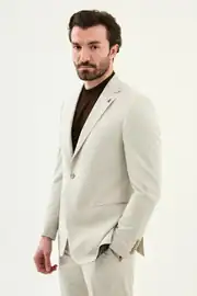 Slim Fit Erkek Mono Yaka Spor Pileli Pantolon Modern Takım Elbise 4