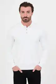 Slim Fit Erkek Polo Yaka Düğmeli Pamuklu Triko  1