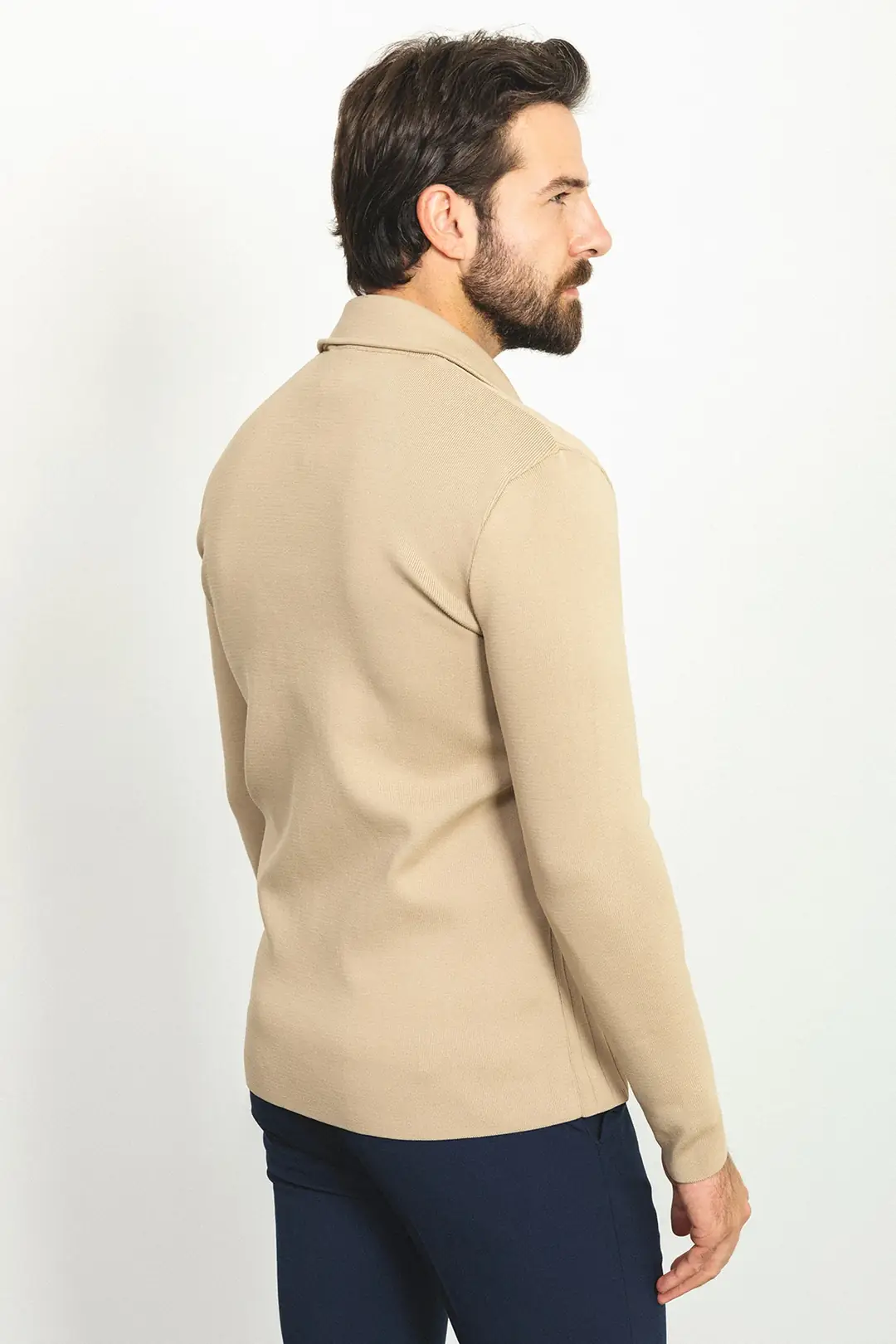 Slim Fit Erkek Çelik Örgü Düğmeli Cepli Çizgi Desen Hırka 4