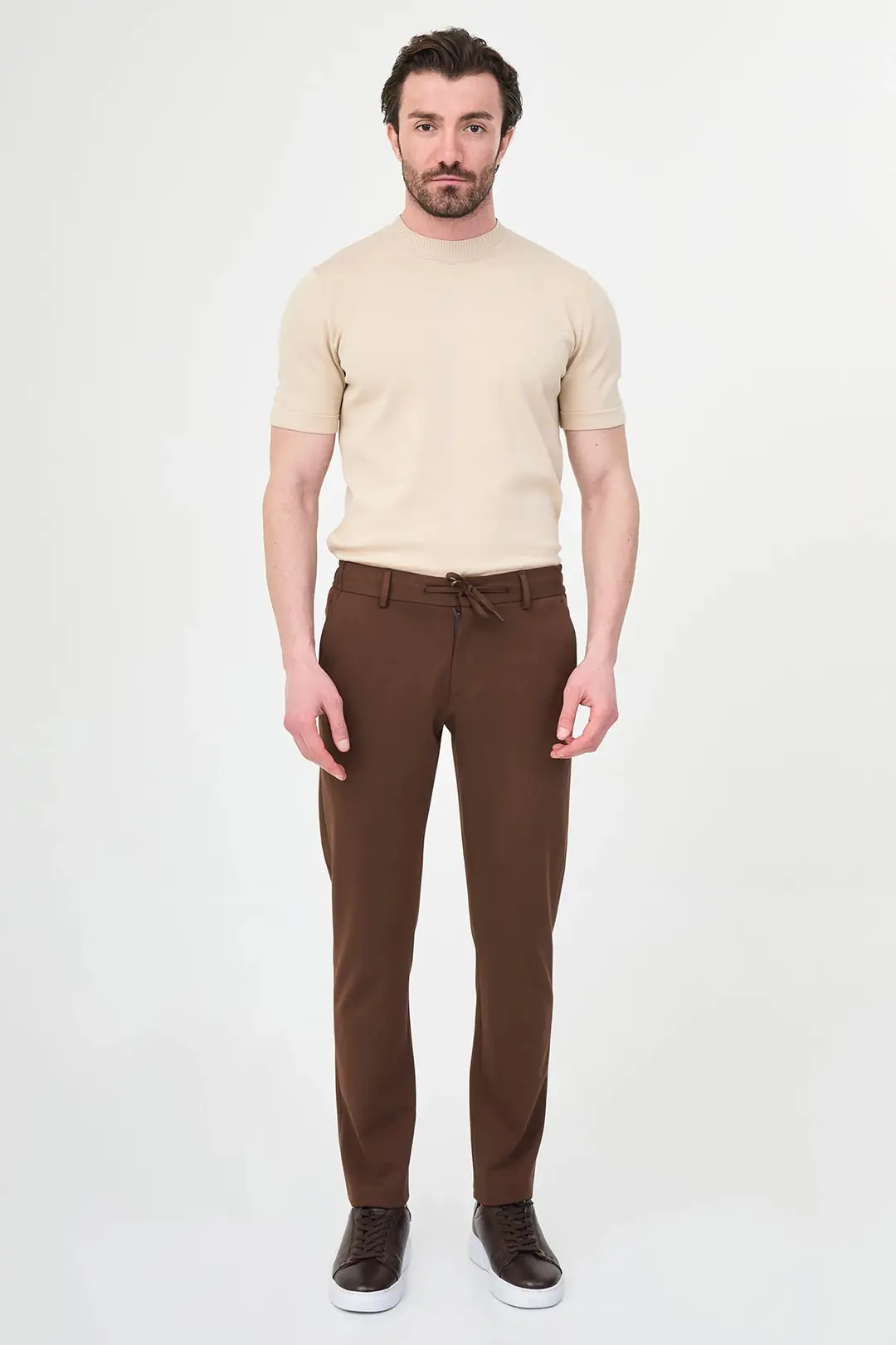 Slim Fit Erkek İpli Lastikli Likralı Penye Kumaş Jogger Pantolon 3