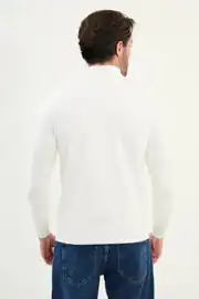 Slim Fit Erkek Düz Kumaş Yarım Balıkçı Yaka Triko Kazak 2