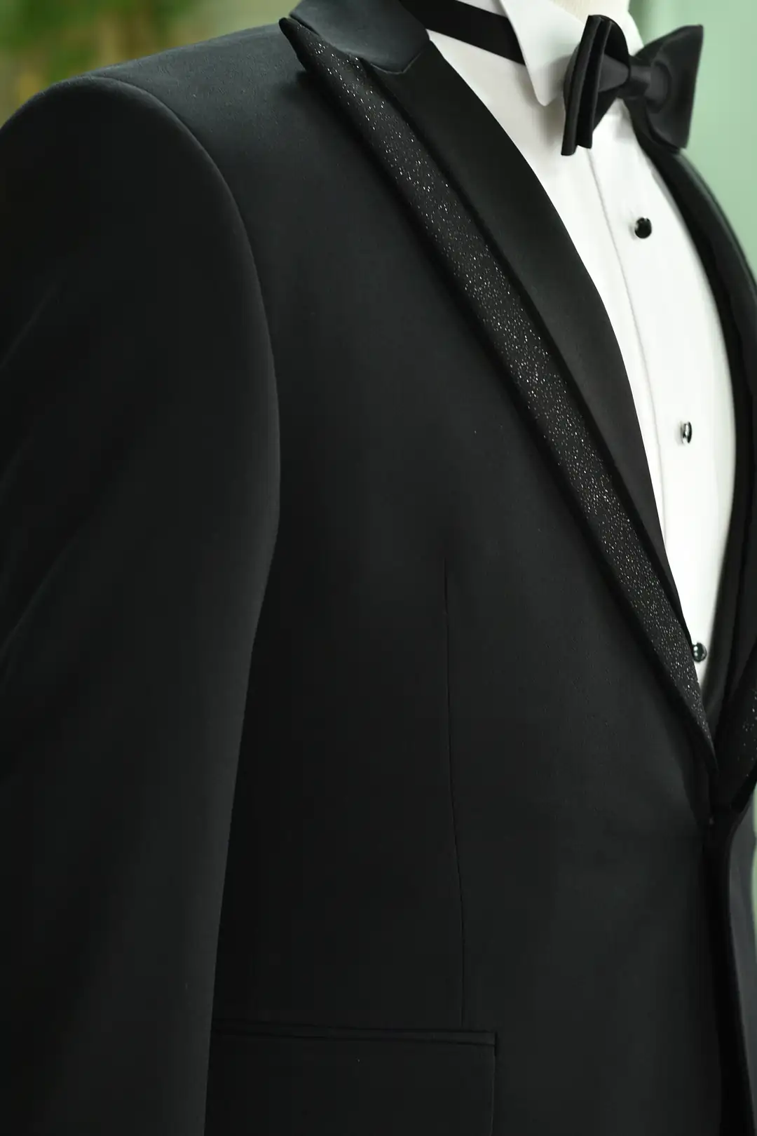 Slim Fit Erkek Likralı Rahat Simli Sivri Yaka Yelekli Smokin 3