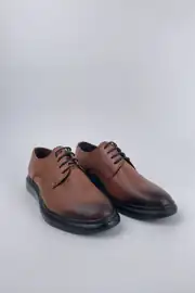 Erkek Hakiki Deri Dokulu Desen Bağcıklı Rahat Taban Klasik Ayakkabı 3
