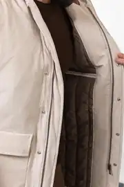 Slim Fit Erkek Kapüşonlu Uzun Su Geçirmez Cepli Fermuarlı Mont 6