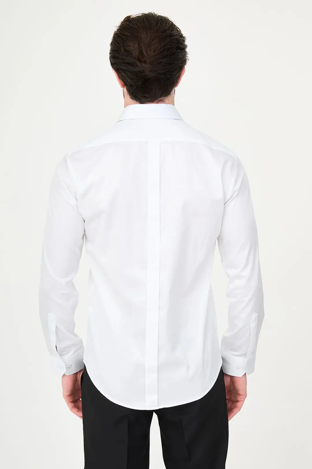 Slim Fit Erkek  Gizli Düğme Düz Uzun Kol Klasik Gömlek 4